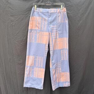 The Kit Lavender and Pink Pastel Plaid Patterned Wide Leg Pant Size 14 Women’s